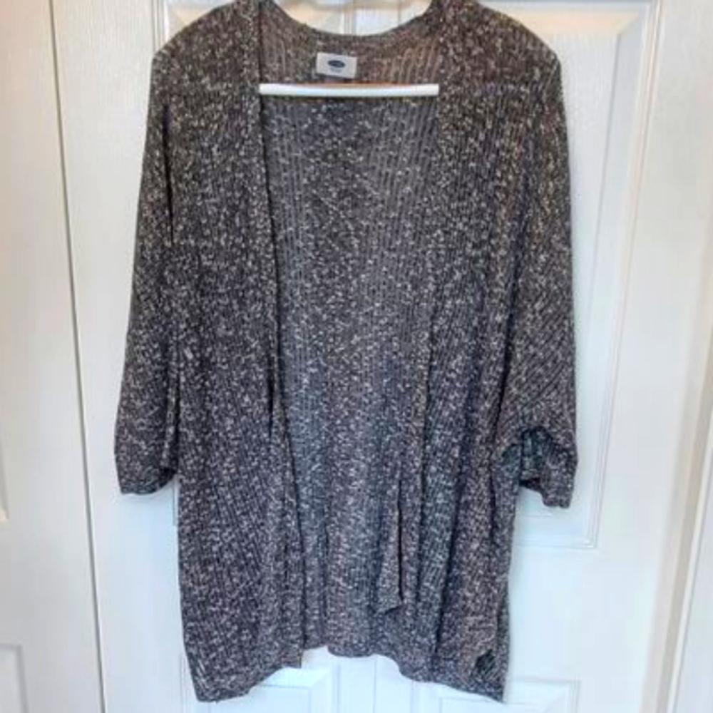 NWT ☆ Old Navy Grey/White Sheer Knit Cardigan 2XL
